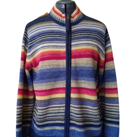 Classic Elements Sweaters - Classic Elements multi-color striped knit sweater, zipper closure. LP (14/16)